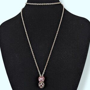 (2/$20) Red & Pink Ball Pendant Infinity Necklace